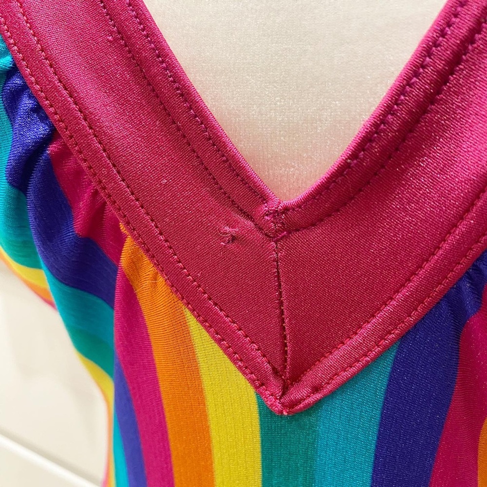 70s Rose Marie Reid rainbow one piece swimsuit Sz Medium - Picture 3 of 5